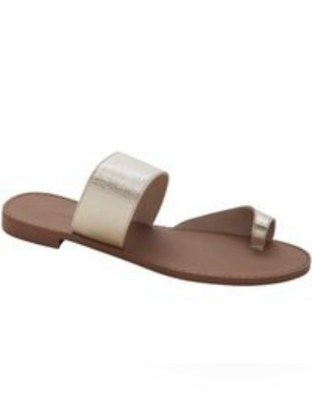 BANANA REPUBLIC Gold Toe Ring  Leather Slide Sandals. NWOT SZ:9